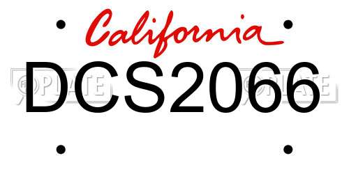 DCS2066 California License Plate