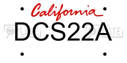 DCS22A California License Plate
