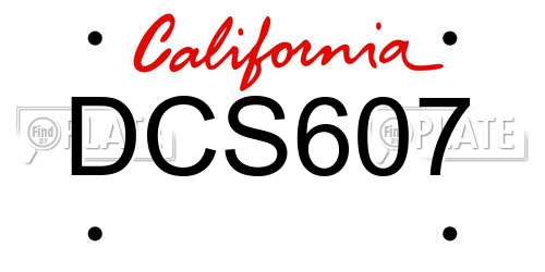 DCS607 California License Plate