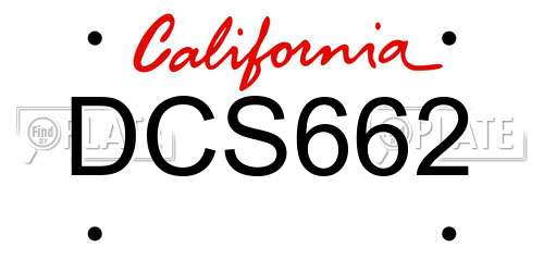 DCS662 California License Plate