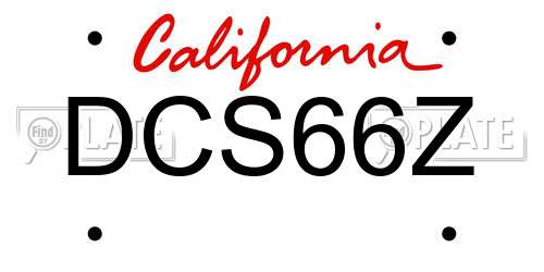 DCS66Z California License Plate