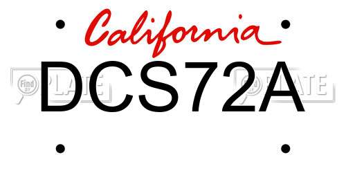 DCS72A California License Plate