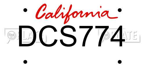 DCS774 California License Plate