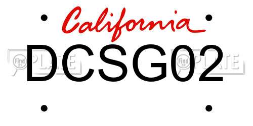 DCSG02 California License Plate