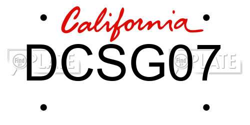DCSG07 California License Plate