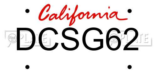 DCSG62 California License Plate