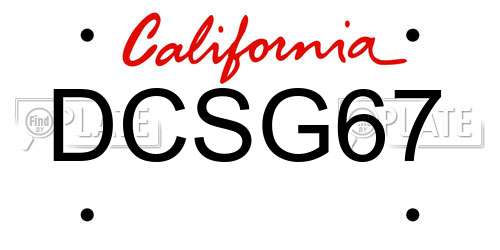 DCSG67 California License Plate
