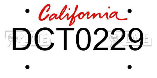 DCT0229 California License Plate