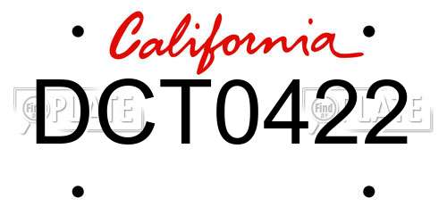 DCT0422 California License Plate