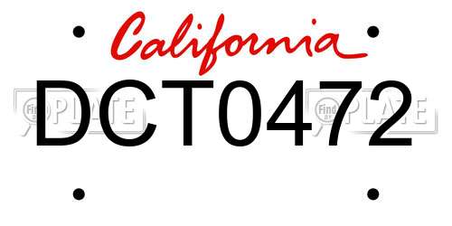 DCT0472 California License Plate