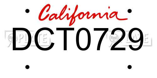 DCT0729 California License Plate