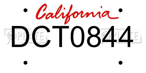 DCT0844 California License Plate