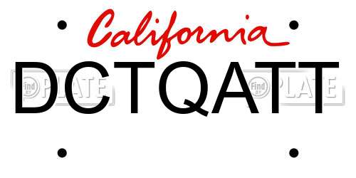 DCTQATT California License Plate