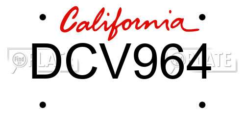DCV964 California License Plate