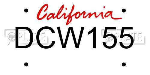 DCW155 California License Plate