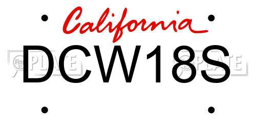 DCW18S California License Plate