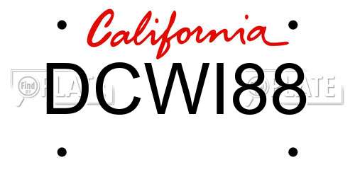 DCWI88 California License Plate