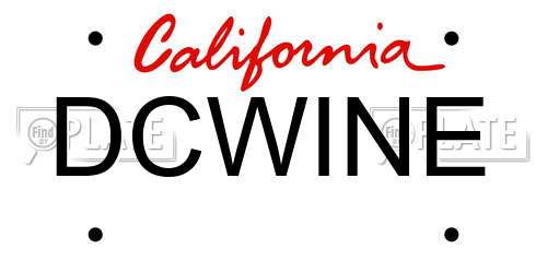 DCWINE California License Plate