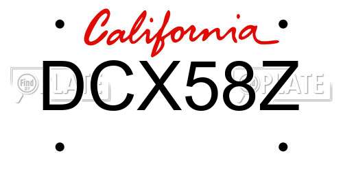 DCX58Z California License Plate