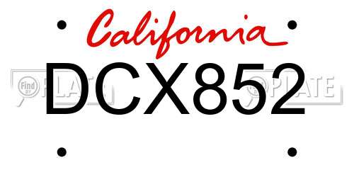 DCX852 California License Plate