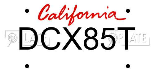 DCX85T California License Plate