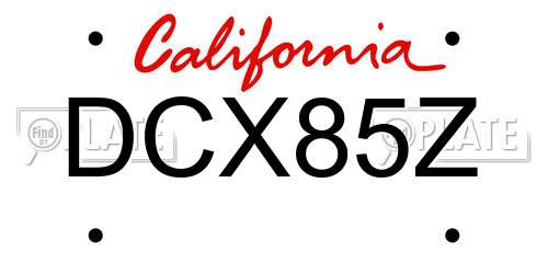 DCX85Z California License Plate