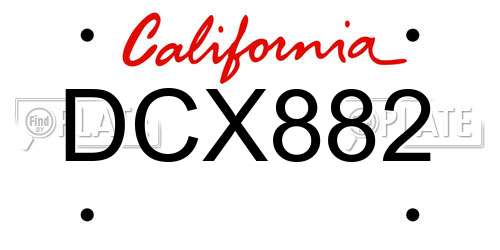 DCX882 California License Plate