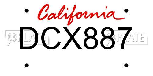 DCX887 California License Plate
