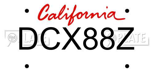 DCX88Z California License Plate