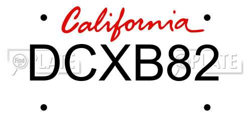 DCXB82 California License Plate