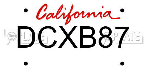 DCXB87 California License Plate