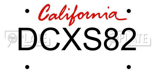 DCXS82 California License Plate