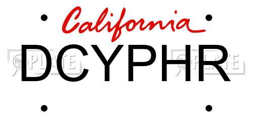 DCYPHR California License Plate