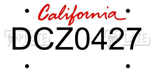 DCZ0427 California License Plate