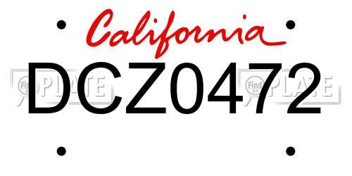 DCZ0472 California License Plate