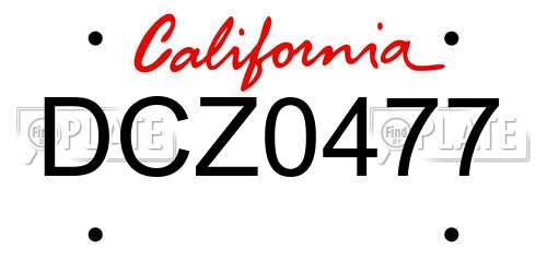 DCZ0477 California License Plate