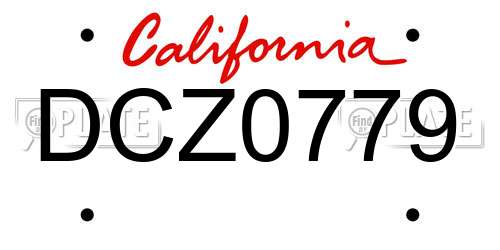 DCZ0779 California License Plate