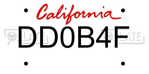 DD0B4F California License Plate