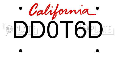 DD0T6D California License Plate