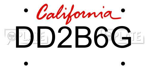 DD2B6G California License Plate