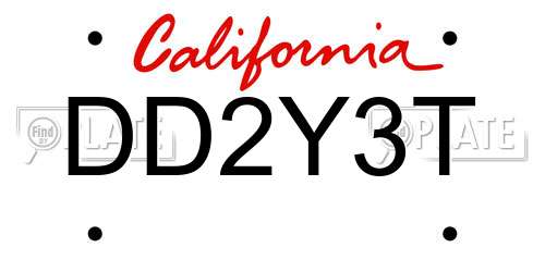 DD2Y3T California License Plate