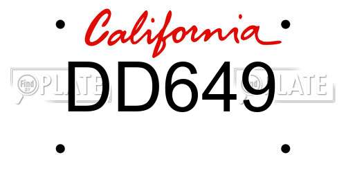 DD649 California License Plate