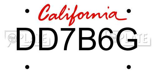DD7B6G California License Plate