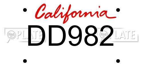 DD982 California License Plate