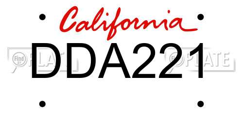 DDA221 California License Plate
