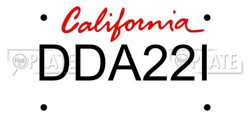 DDA22I California License Plate