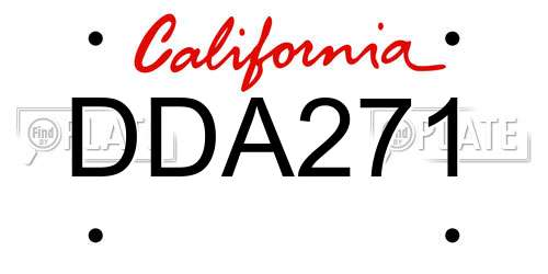 DDA271 California License Plate
