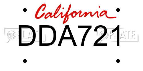 DDA721 California License Plate