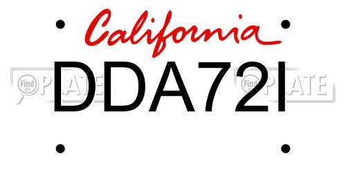 DDA72I California License Plate