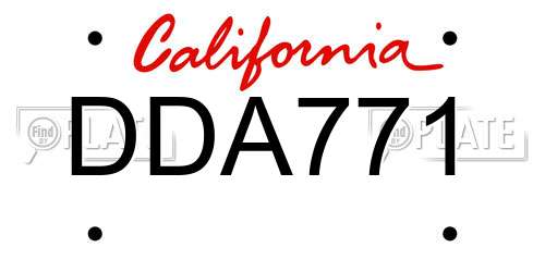 DDA771 California License Plate